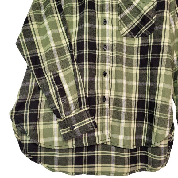 Time & Tru Women's Plaid Button-Up Long Sleeve Shirt Green & Black Small (4-6) - Picture 6 of 11